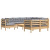 vidaXL Patio Lounge Set with Cushions Garden Outdoor 10 Piece Solid Pinewood - Brown and Gray - 3 of 4