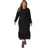 Agnes Orinda Women's Plus Size Long Sleeve Crew Neck Ruffled Hem Ribbed Knit A Line Mixi Dresses - 3 of 4