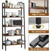 Homhougo 5 Tier Bookshelf, Narrow Home Office Book Shelf Display Rack, 67" Tall Wood Storage Organizer with Open Shelves, Brown - 3 of 4