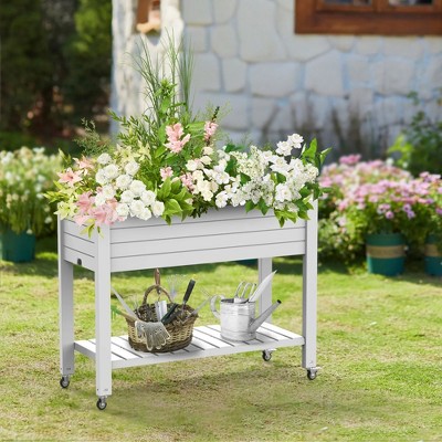 Chic Crate - Elevated Resin Garden Bed w/ Auto-Drain & 14 Gal Capacity - UV-Proof Ergo Design for Patio/Balcony