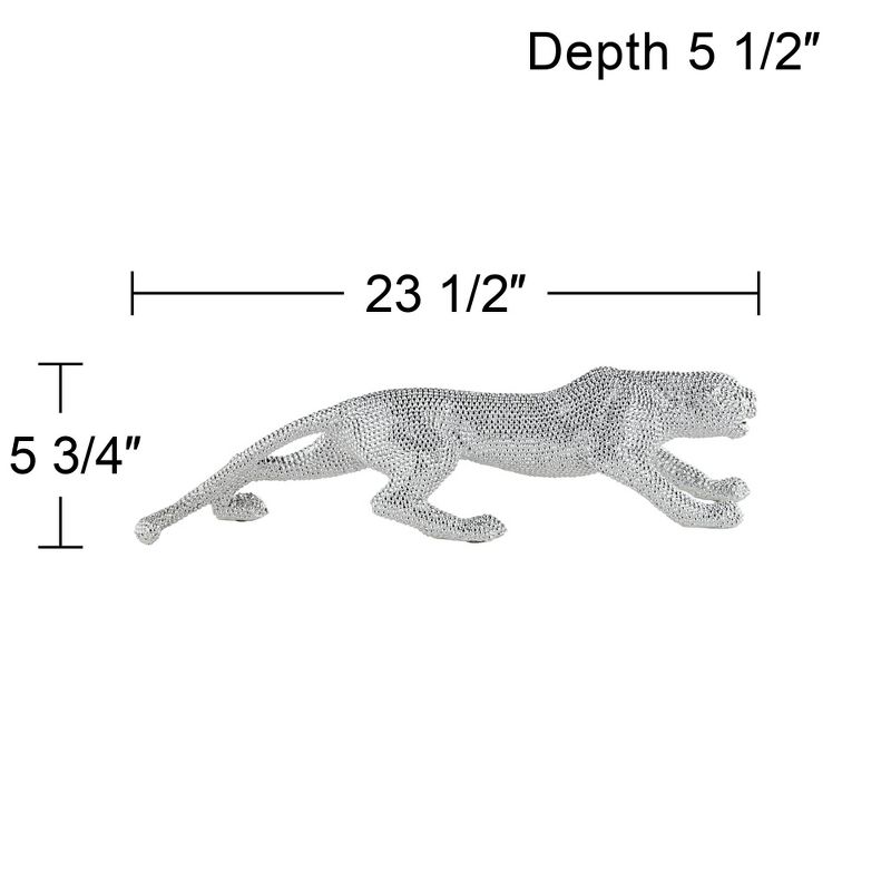 Studio 55D Prowling 23 1/2" Wide Electroplated Silver Leopard Sculpture, 4 of 8