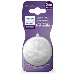 Philips Avent 2pk Natural Response Baby Bottle Nipple - Newborn Flow - 1 of 4