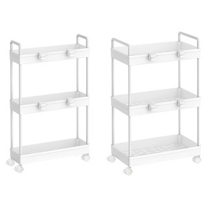 Oumilen 3-Tier Slim 15.4" Storage Kitchen Cart Rolling Rack, White, 2 Deifferent Sizes - 1 of 1