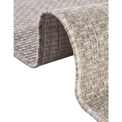 Beige Oval Synthetic Outdoor Stain-Resistant Area Rug