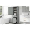 Akoasm MDF Tall Floor Bathroom Storage Cabinet With Drawers & Adjustable Shelf-Grey - 4 of 4