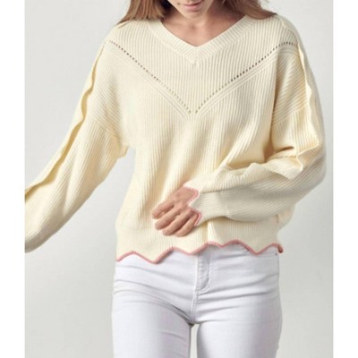 Women's Scallop Pullover Sweater - &merci