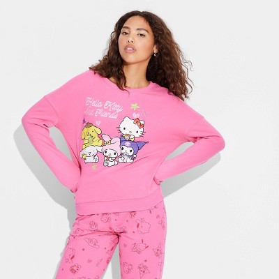 Women's Hello Kitty and Friends Cozy Graphic Sweatshirt - Pink L