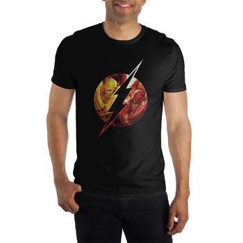 DC Comics Flash Family Logo Specialty Soft Hand Print Men's Black Tee T-Shirt Shirt