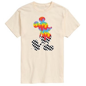 Men's - Disney - Mickey Checkered and Rainbow Silhouette Short Sleeve Graphic T-Shirt - 1 of 4