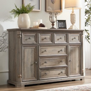 Brafabhome Rustic Wood 7 Drawers Dresser with 2 Doors for Bedroom, Multifunctional Storage Sideboard Buffet Cabinets for Kitchen, Dining & Living Room - 1 of 4