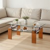 Lirago Rectangle Clear Tempered Glass 2-Tier Coffee Table-Modern Living Room Storage Center with Sleek Geometric Design 21.6"Wx39.3"Lx17.7"H - 3 of 4