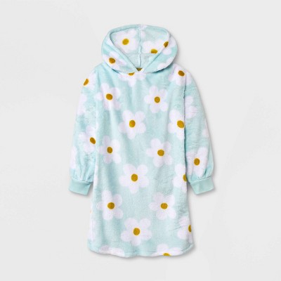 Girls' Oversized Hooded NightGown - art class™ Teal Blue XL