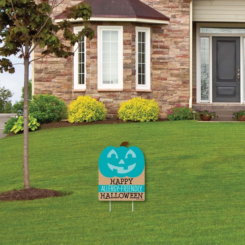 Big Dot of Happiness Teal Pumpkin - Outdoor Lawn Sign - Halloween Allergy Friendly Trick or Trinket Yard Sign - 1 Piece, 4 of 9