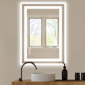 SEVOBAL Decorative Wall Mirrors Full Length Steam Resistant Reflection Surface Elegant Design For Contemporary Bathrooms, Silver, 34.2"*2.3"*25.5" - 1 of 4