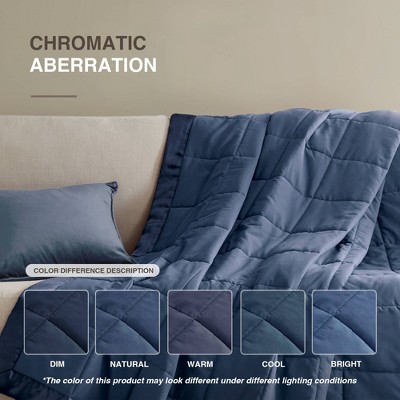 Full/Queen Blue Down Alternative Blanket with Satin Trim