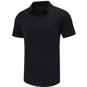Men's Casual Button Down Shirts Relaxed Fit Short Sleeve Shirt Stylish Summer Beach Shirt - 1 of 4