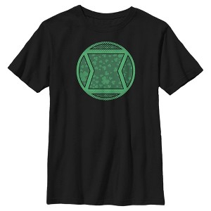Boy's Marvel Black Widow St. Patrick's Day Clover Black Widow Logo T-Shirt - 1 of 4