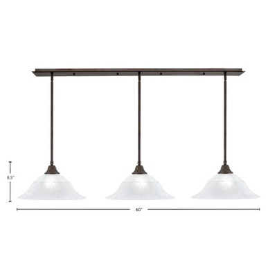 Toltec Lighting Any 3 - Light Chandelier in  Bronze with 16" White Marble  Shade