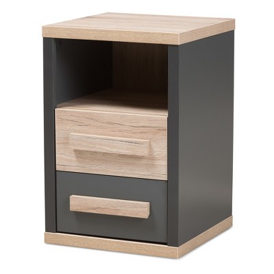 Pandora Modern and Contemporary Two-Tone 2 Drawer Nightstand Dark Gray - Baxton Studio