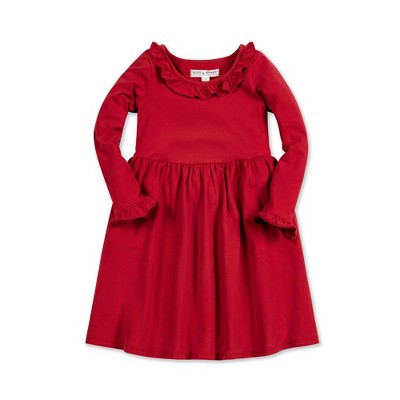 Hope & Henry Girls' Long Sleeve Ruffle Trim Knit Dress, Toddler : Target