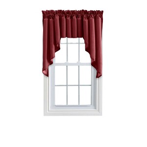 Ellis Stacey 3" Rod Pocket High Quality Fabric Solid Color Window Lined Swag Set Merlot - 1 of 4