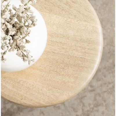 Natural Mango Wood Round Accent Table with Turned Base
