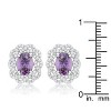 Slickblue Women’s Amethyst Oval Stud Earrings, Rhodium Plated, 7.5 Carat Purple Cubic Zirconia, Post Back - 3 of 3