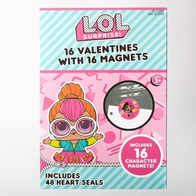 LOL Surprise 16ct Valentine's Day Classroom Exchange Cards with Magnets - Paper Magic