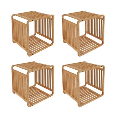 Evideco French Home Goods Smart Kube Bamboo Cube Storage, 13" Stackable Shelf Organizer