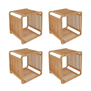 Evideco French Home Goods Smart Kube Bamboo Cube Storage, 13" Stackable Shelf Organizer - 1 of 4