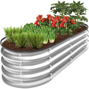 Best Choice Products 4x2x1ft Outdoor Raised Metal Oval Garden Bed, Planter Box for Vegetables, Flowers - 1 of 4