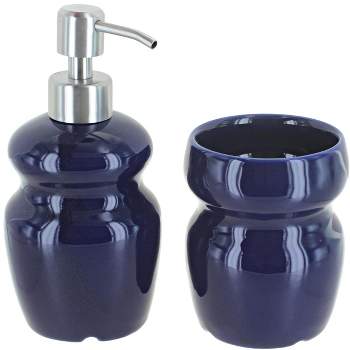 Blue Rose Polish Pottery 2017-2018 Zaklady Soap Dispenser & Bathroom Cup