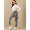 Allegra K Women's Plaid Tartan High Waisted Button Casual Pants - 3 of 4