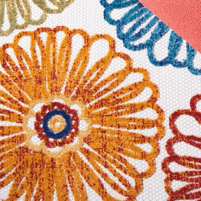 Safavieh Cabana 8' Square Creme and Red Floral Rug