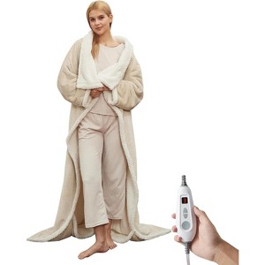 TackView Wearable Heated Blanket with Foot Pocket,6 Heating Levels & 2/4/8/10H Time Settings,Machine Washable,50 * 70"+18" - 1 of 4