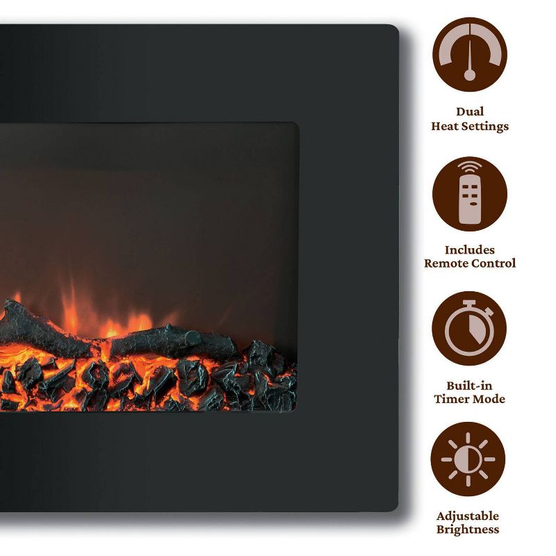 Cambridge CAM30WMEF-2BLK Callisto 30&#34; Wall-Mount Electronic Fireplace with Flat-Panel and Realistic Logs, 5 of 8