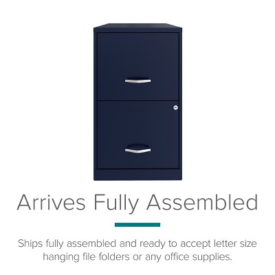 Navy Blue 18" Steel 2-Drawer Lockable Vertical File Cabinet