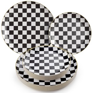 Earthtrends Heavy Duty Paper Plates Checkered decor Disposable Party Plates 8 In Dessert Plate & 10 in paper plate race car decorations for party - 1 of 4