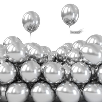 PartyWoo Balloons Silver Metallic 5 Inch 120 pcs
