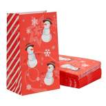 Juvale 36 Pack Snowman Christmas Goody Bags for Kids, Holiday Party Favor Gifts, Treat, Lunch Sacks, Red