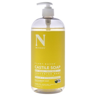Dr. Natural Castile Liquid Soap - Multi-Use Body Wash, Shampoo and Face Wash - Body Soap for Skin, Hair, Pets and Home - Unscented Baby - 32 oz