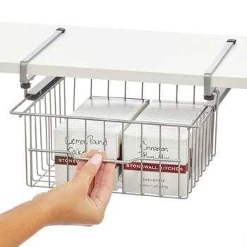 mDesign Compact Hanging Pullout Drawer Basket - Shelf Organizer