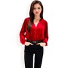 Anna-Kaci Women's Velvet Blouse with V-Neck and Button Detail - 2 of 4