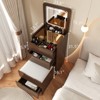 Small Make Up Vanity Set with Visible Glass Desktop Walnut - 3 of 4