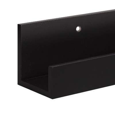 Sleek Black 24" Modern Floating Wall Shelf Set - 2 Pack