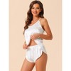 cheibear Women's Sliky Satin Sleeveless Cami Sleepwear with Shorts Lounge Pajamas Set - 2 of 4