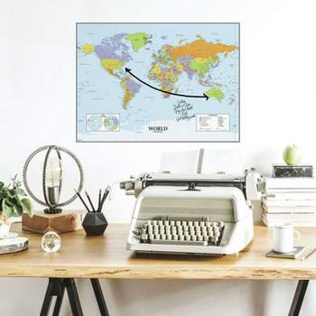 Dry Erase Map Of The World Peel and Stick Giant Wall Decal - RoomMates