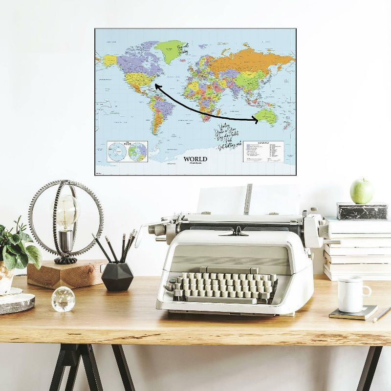 Dry Erase Map Of The World Peel and Stick Giant Wall Decal - RoomMates, 1 of 6