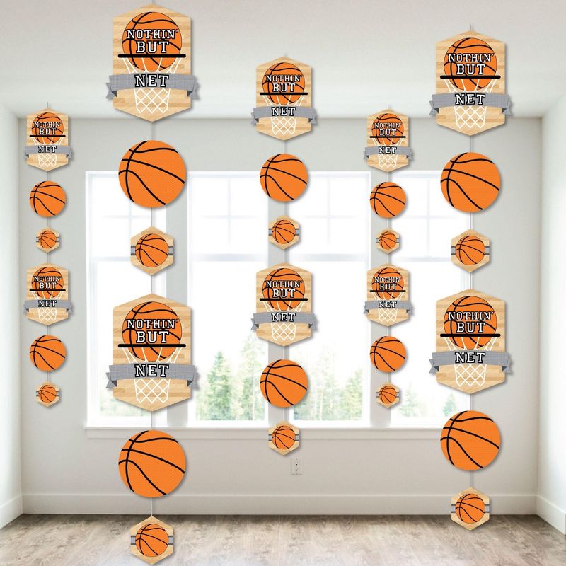 Big Dot of Happiness Nothin' But Net - Basketball - Baby Shower or Birthday Party DIY Dangler Backdrop - Hanging Vertical Decorations - 30 Pieces, 1 of 9