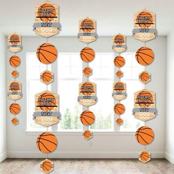 Big Dot of Happiness Nothin' But Net - Basketball - Baby Shower or Birthday Party DIY Dangler Backdrop - Hanging Vertical Decorations - 30 Pieces